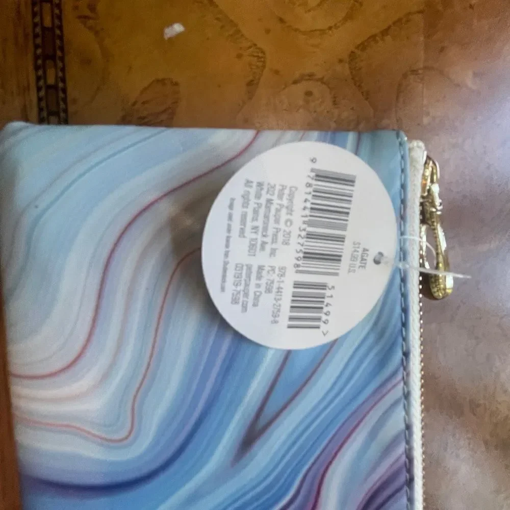 Blue Marble Design Pencil Pouch with Zipper